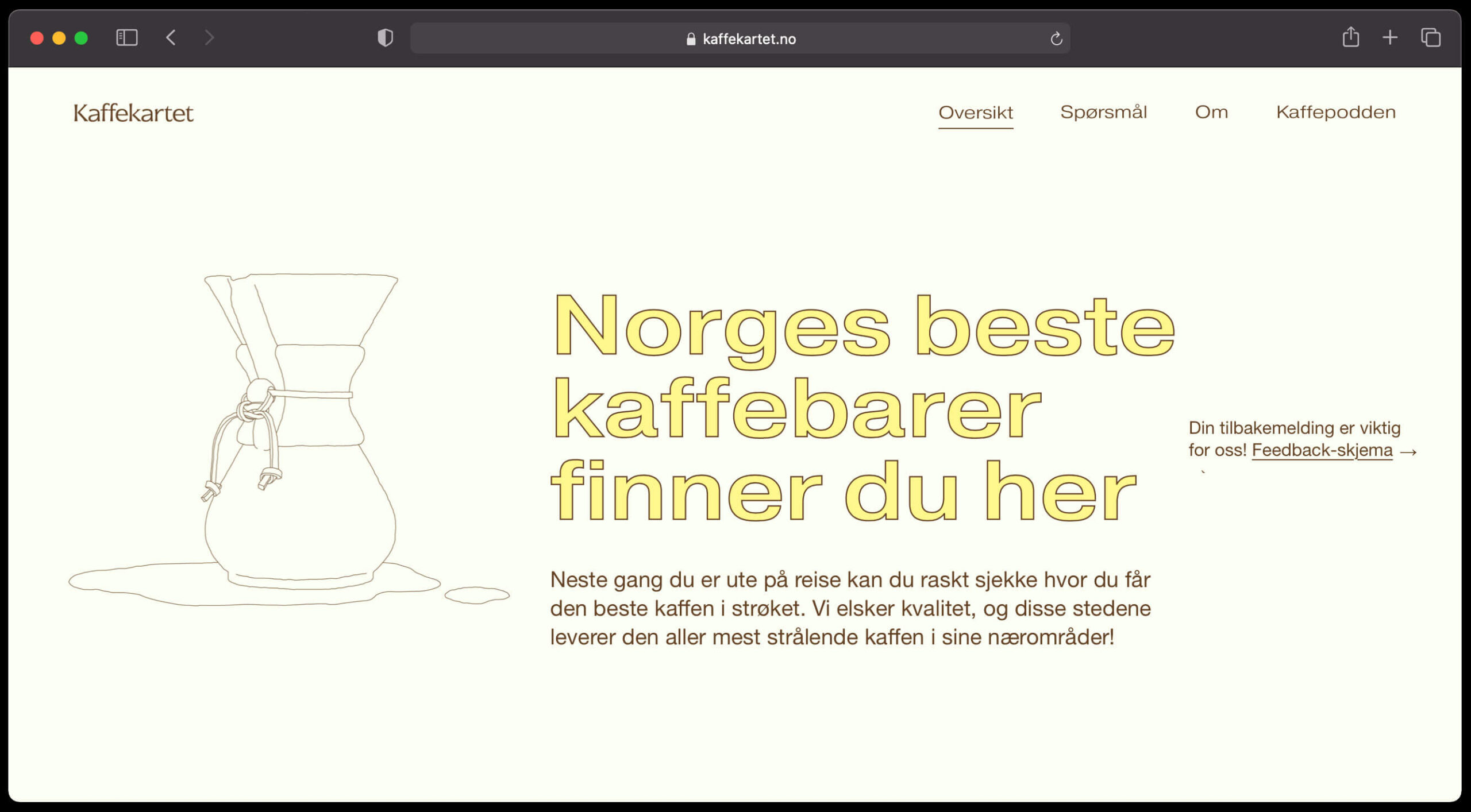 Main page at Kaffekartet website.