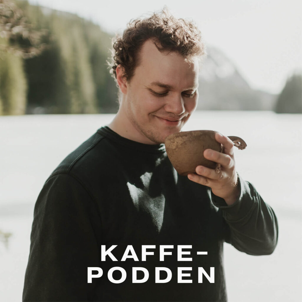 Cover til Kaffepodden. En podcast om kaffe og kaffefolk.